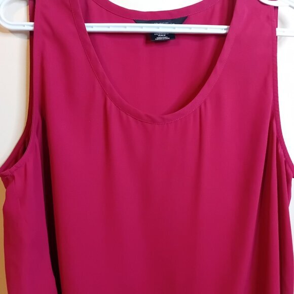 NWOT Michel Studio Sheer Cranberry Sleeveless Blouse Size 18 - Picture 5 of 11